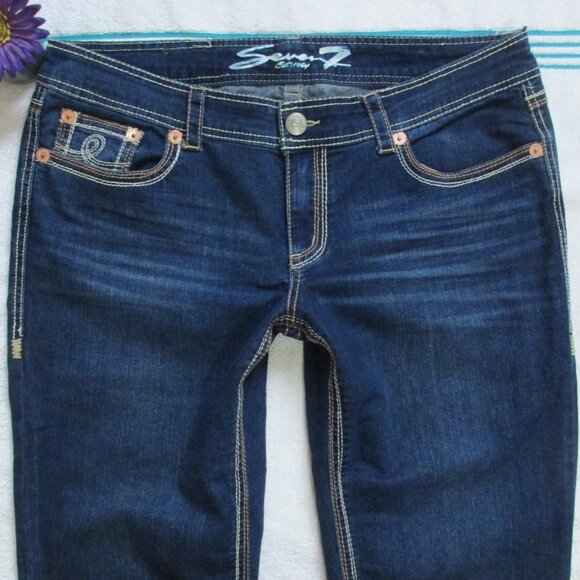 SEVEN7 Jeans Size 18 Dark Blue Mid Rise Capri Denim - Picture 2 of 8